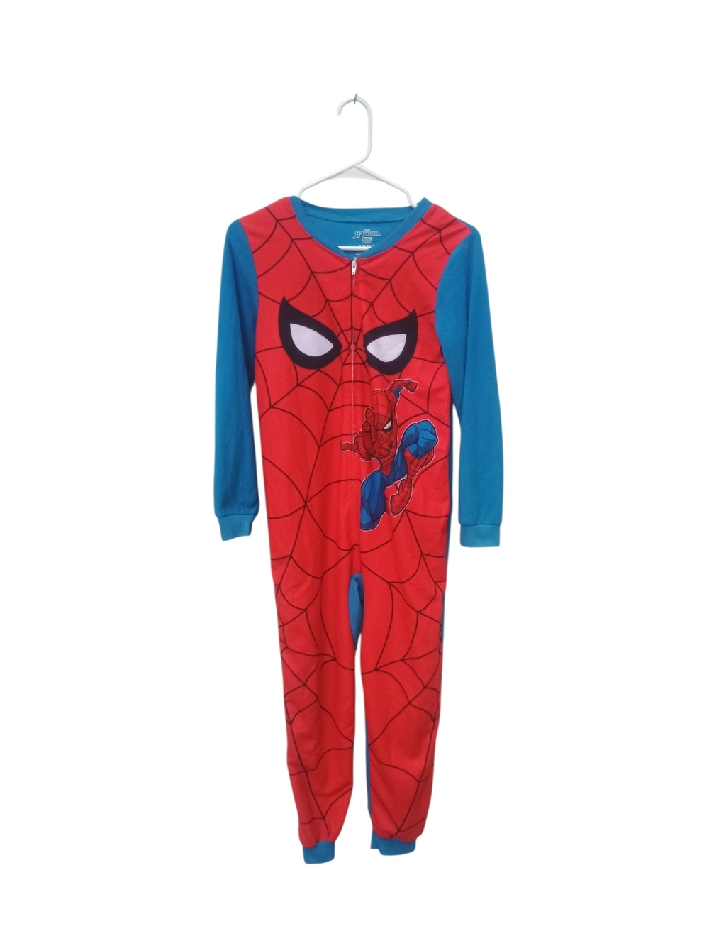 Marvel Spider-Man Big Face Graphic Fleece Red & Blue Kids One-Piece Onesie PJ